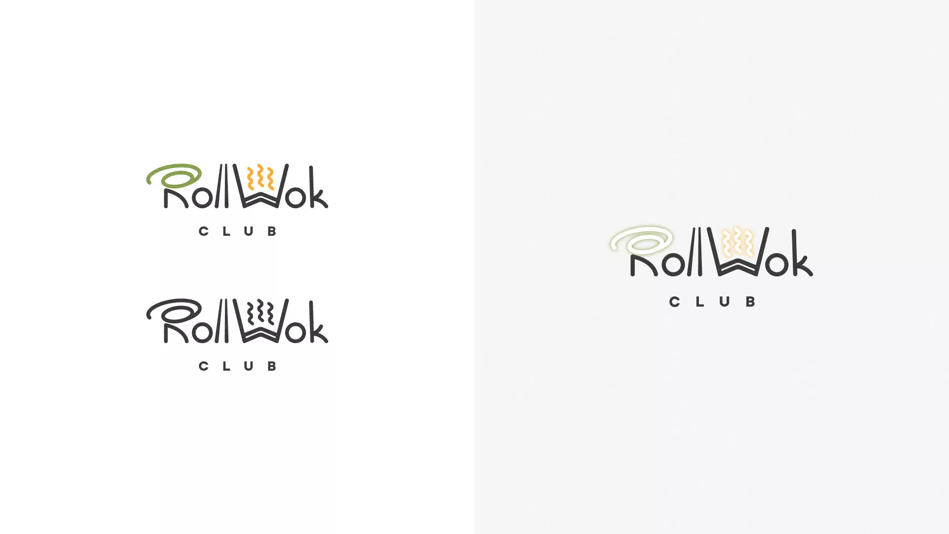 Разработка логотипа и фирменного стиля суши-бара «Roll Wok Club» в Ликино-Дулево