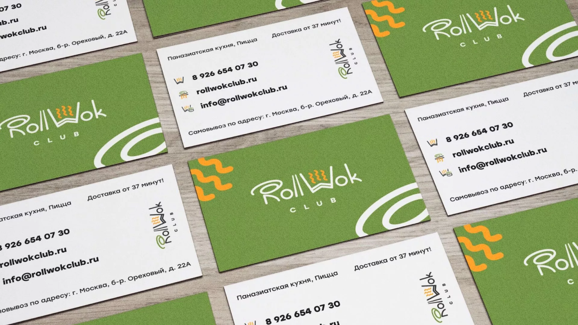 Разработка дизайна визиток суши-бара «Roll Wok Club» в Ликино-Дулево